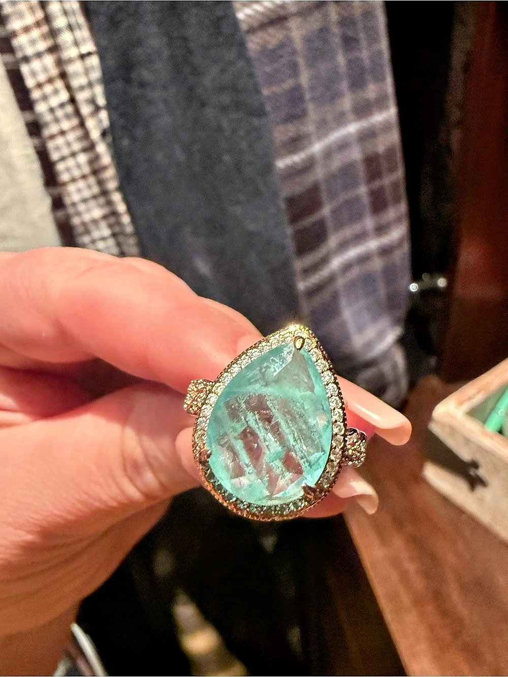 Bomb party mental health awareness blue & Gold Statement Ring